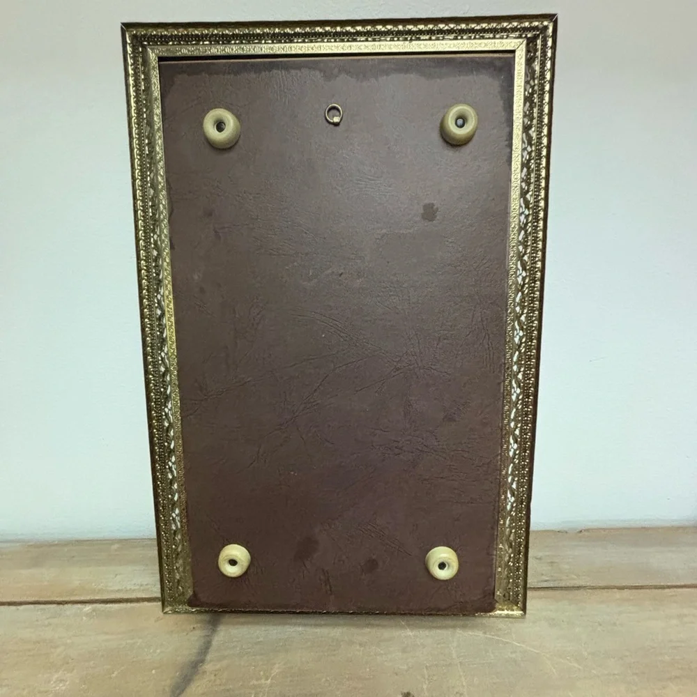 Vintage Glass Vanity Mirror Tray Gold Metal and Glass